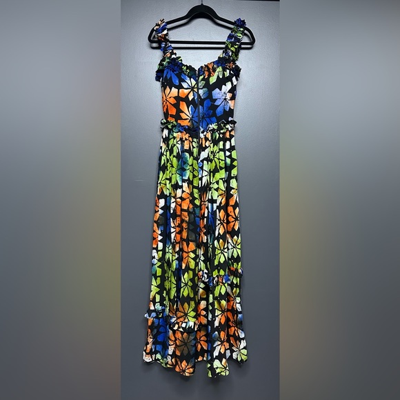 NWT Busayo Aje Ruffle Trim Floral Maxi Dress XS - Picture 4 of 5